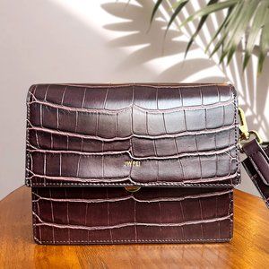 JW PEI MINI FLAP CROC EMBOSSED VEGAN LEATHER BAG